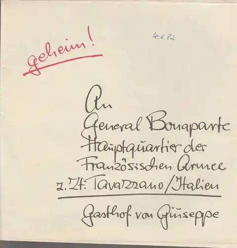 Theater im Palast, Vera Oehlschlegel, Manuel Neuendorf, Dieter Kirchhof, Gerhard Kruschel: Programmheft George Bernard Shaw DER MANN DES SCHICKSALS Premiere 27. November 1981 6. Spielzeit 1981. 