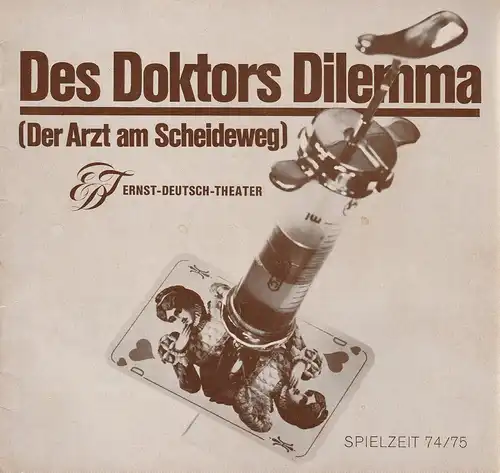 Ernst Deutsch Theater, Friedrich Schütter, Wolfgang Borchert, Dietrich W. Hübsch, Henry E. Simmon, Hinnerk Walbohm, Jutta Ungelenk Stamp ( Probenfotos ): Programmheft Des Doktors Dilemma.. 