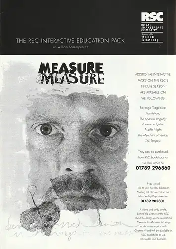 RSC Royal Shakespeare Company, Maria Evans: The RSC interactive education Pack on William Shakespeare´s MEASURE FOR MEASURE. 