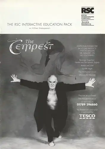 RSC Royal Shakespeare Company, Maria Evans: The RSC interactive education Pack on William Shakespeare´s THE TEMPEST. 