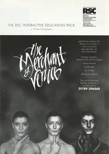 RSC Royal Shakespeare Company, Maria Evans: The RSC interactive education Pack on William Shakespeare´s THE MERCHANT OF VENICE. 