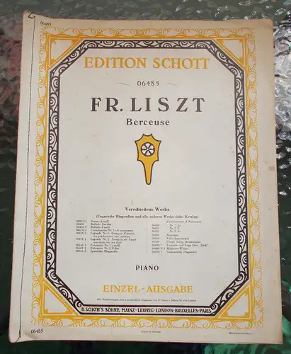 Franz Liszt: Franz Liszt BERCEUSE Edition Schott 06485 PIANO. 