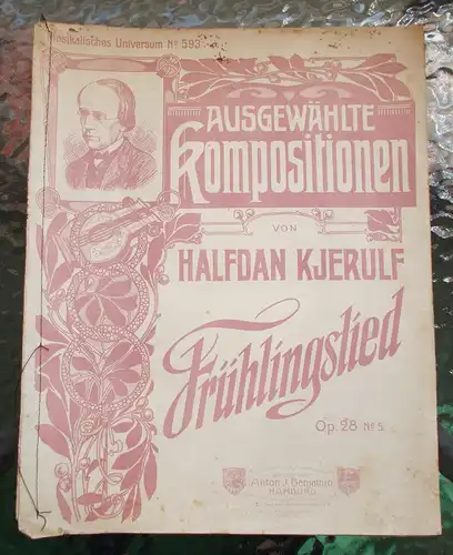 Musikalisches Universum No 593: Halfdan Kjerulf FRÜHLINGSLIED Op. 28 No 5 A. J. B. 1893 KLAVIER. 