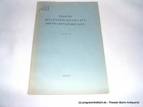 Generalagent für Reparationszahlungen: Bericht des Generalagenten für Reparationszahlungen 15. Juni 1926. 