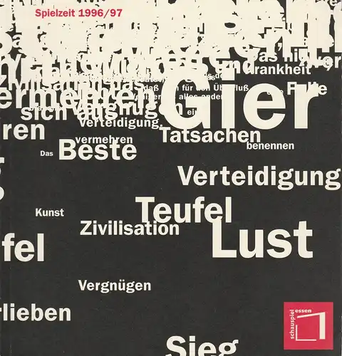 Theater und Philharmonie Essen: Programmheft Essener Schauspiel Spielzeit 1996 / 97 Spielzeitheft. 