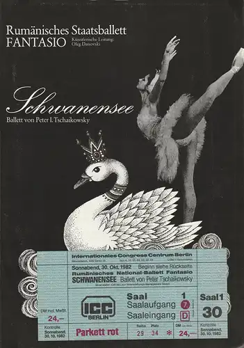 Rumänisches Staatsballett FANTASIO, Oleg Danovski, Konzertdirektion Landgraf, Birgit Landgraf, Banyai Istvan ( Szenenfotos ): Programmheft SCHWANENSEE Ballett von Peter I. Tschaikowsky Spielzeit 1982 / 83. 