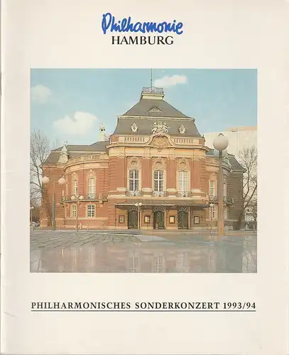 Philharmonie Hamburg, Philharmonisches Staatsorchester, Gerd Albrecht, Peter Ruzicka, Klaus Angermann, Annedore Cordes: Programmheft PHILHARMONISCHES SONDERKONZERT 1993 / 94. 