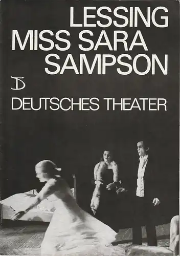 Deutsches Theater Berlin, Staatstheater der DDR, Gerhard Wolfram, Helga Paris: Programmheft / Fotobogen LESSING MISS SARA SAMPSON. 