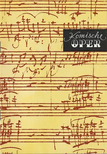 Komische Oper Berlin, Gerhard Müller: Programmheft OSTERKONZERT CAMERATA MUSICA 1. April 1988 Spielzeit 1987 / 88. 