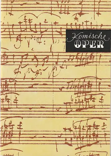 Komische Oper Berlin, Gerhard Müller, Dietrich Kaufmann: Programmheft SONDERKONZERT 22. September 1988 Spielzeit 1988 / 89. 