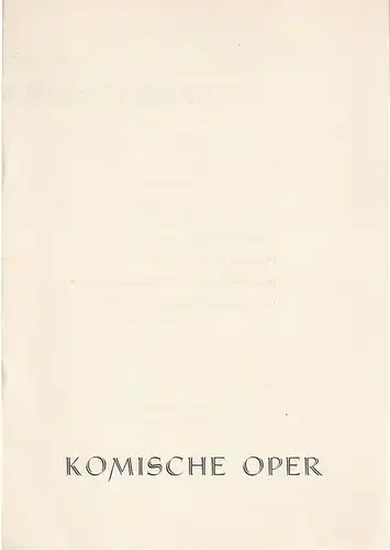 Komische Oper: Programmheft JOHANN - STRAUSS - KONZERT  31. Dezember 1960 Komische Oper Spielzeit 1960 / 61. 