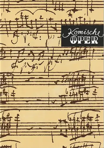 Komische Oper Berlin, Gerhard Müller: Programmheft 4. SINFONIEKONZERT 21. Januar 1993 Spielzeit 1992 / 93. 