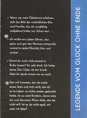 Friedrich-Wolf-Theater Neustrelitz, J. A. Weindich, Ruth Roßteuscher: Programmheft Ulrich Plenzdorf LEGENDE VOM GLÜCK OHNE ENDE Premiere 4. Mai 1986 Nr. 11 / 86. 