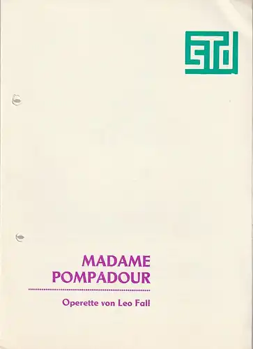 Stadttheater Döbeln, Rolf Thieme: Programmheft Leo Fall MADAME POMPADOUR Premiere 25. Dezember 1983 Spielzeit 1983 / 84. 