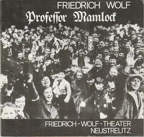 Friedrich-Wolf-Theater Neustrelitz, J. A. Weindich, Ruth Roßteuscher: Programmheft Friedrich Wolf PROFESSOR MAMLOCK Premiere 2. Juli 1988 Nr. 15 / 88. 
