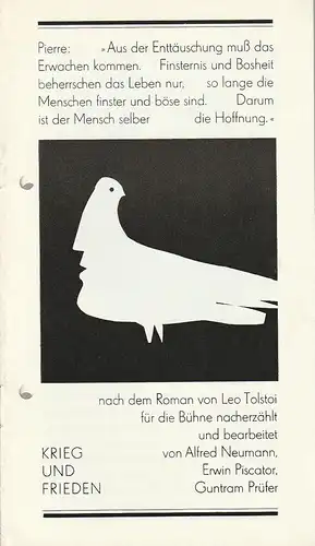 Landesbühnen Sachsen, Alfred Lübke, Rosemarie Dietrich, Ekkehard Walter: Programmheft nach Leo Tolstoi KRIEG UND FRIEDEN Premiere 26. + 27. März 1983 Spielzeit 1982 / 83 Heft 9. 