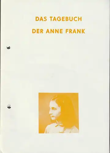 Theater Rudolstadt, Horst Liebig, Manfred Ernst: Programmheft  Goodrich / Hackett DAS TAGEBUCH DER ANNE FRANK Spielzeit 1987 / 88 Heft 5. 