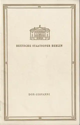 Deutsche Staatsoper Berlin DDR, Günter Rimkus: Programmheft Wolfgang Amadeus Mozart DON GIOVANNI 25. Januar 1959. 