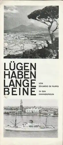 Leipziger Theater, Karl Kayser, Christoph Hamm, Manfred Haacke, Volker Wendt: Programmheft Eduardo de Filippo LÜGEN HABEN LANGE BEINE Premiere 21. Dezember 1974 Spielzeit 1974 / 75 Heft 12. 