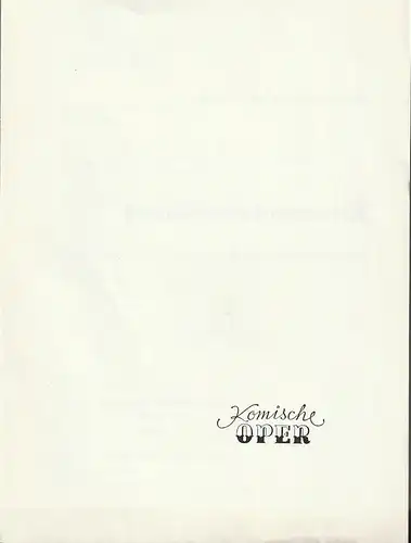 Komische Oper Berlin: Programmheft KAMMERORCHESTER - KONZERT mit Werken von W. A. Mozart 5. April 1976 Foyer Komische Oper Spielzeit 1975 / 76. 