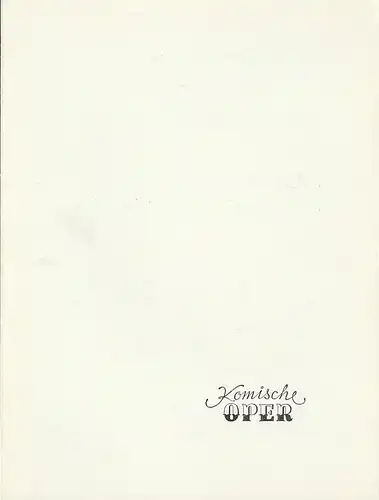 Komische Oper Berlin: Programmheft KAMMERMUSIK IM GESPRÄCH SOLOABEND SIEGFRIED PALM, VIOLONCELLO 15. November 1975 Spielzeit 1975 / 76. 