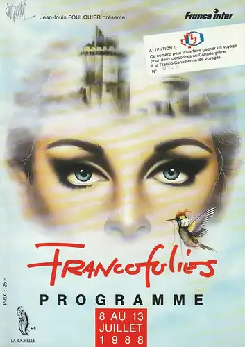 Jean-Louis Fouelquier: Programmheft FRANCOFOLIES Programme 8 au 13 Juillet 1988 Programme. 