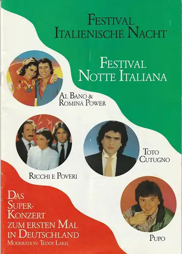 Mama Concerts, Italo-Hit-Promotion: Programmheft FESTIVAL ITALIENISCHE NACHT 1983. 