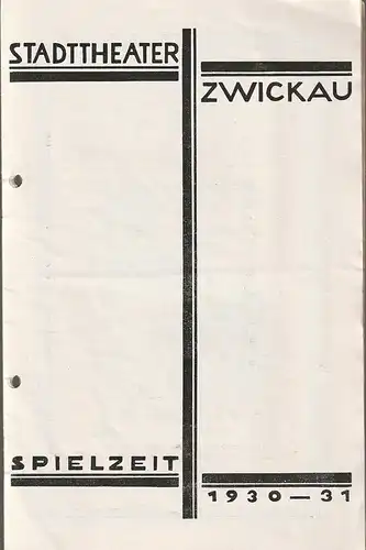 Stadttheater Zwickau, Stadttheater Reichenbach, Wolfgang Poppe: Programmheft Jaques Offenbach HOFFMANNS ERZÄHLUNGEN 7. April 1931 Spielzeit 1930 - 31. 