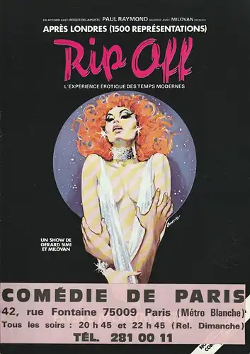 Paul Raymond, Milovan, Comedie de Paris: Programmheft Gerard Simi et Milovan RIP OFF L'EXPERIENCE EROTIQUE DES TEMPS MODERNES. 