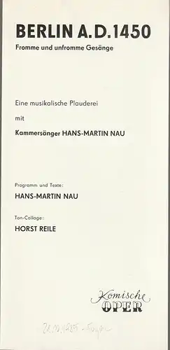 Komische Oper Berlin, Gerhard Müller: Programmheft BERLIN A. D. 1450 28. Oktober 1985. 