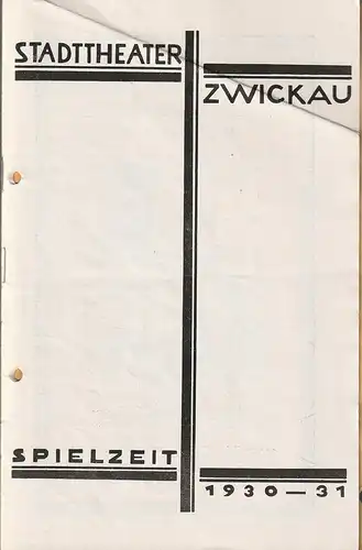 Stadttheater Zwickau, Stadttheater Reichenbach, Wolfgang Poppe: Programmheft Brandon Thomas CHARLEYS TANTE 31. Oktober 1930. 