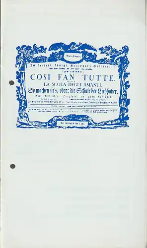 Städtische Theater Karl-Marx-Stadt, Gerhard Meyer, Angela Brandt: Programmheft Wolfgang Amadeus Mozart COSI FAN TUTTE Premiere 10. Oktober 1984 Spieljahr 1984. 