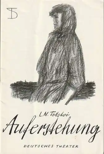 Deutsches Theater, Wolfgang Langhoff, DEWAG: Programmheft Leo N. Tolstoi AUFERSTEHUNG Spielzeit 1957 / 58 Heft 1. 
