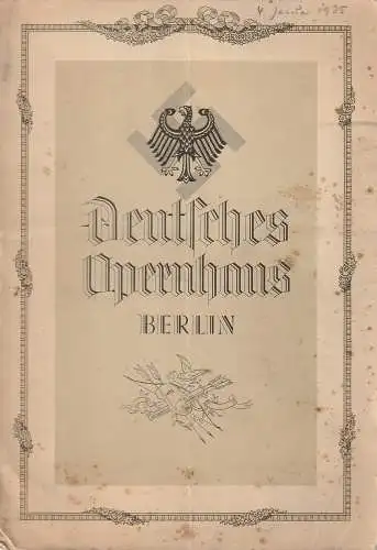Deutsches Opernhaus Berlin: Programmheft Adolphe Adam DER POSTILLON VON LONJUMEAU 4. Januar 1935. 