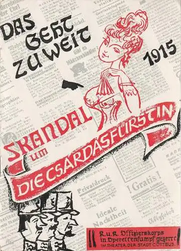 Theater der Stadt Cottbus, Egon Maiwald, Hans-Hermann Liebrecht, Hubert Globisch: Programmheft Emmerich Kalman DIE CSARDASFÜRSTIN Premiere 15. Januar 1963 Spielzeit 1962 / 63 Nr. 8. 