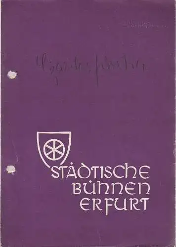 Städtische Bühnen Erfurt, Wilhelm Gröhl, Elisabeth Baudisch: Programmheft Emmerich Kalman DIE CSARDASFÜRSTIN Spielzeit 1953 / 54 Heft 4. 