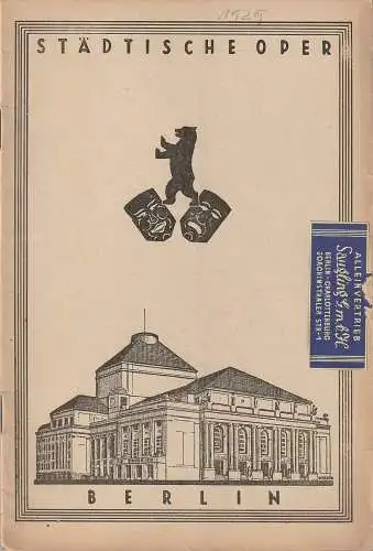 Städtische Oper Berlin, L. K. Meyer: Programmheft Wolfgang Amadeus Mozart Die Hochzeit des Figaro 14. Mai 1929. 