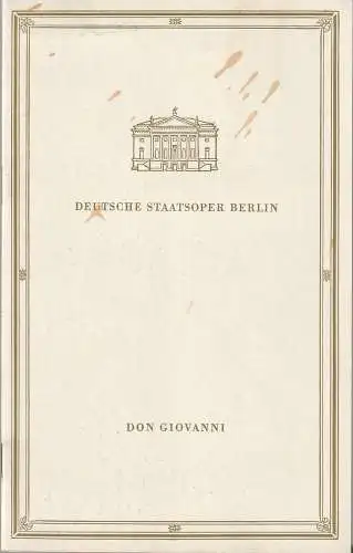 Deutsche Staatsoper Berlin, Günter Rimkus: Programmheft Wolfgang Amadeus Mozart DON GIOVANNI 8. Dezember 1967 Anläßlich des 225jährigen Bestehens der Lindenoper  MOZART-STRAUSS-TAGE 1. bis 10. Dezember 1967. 