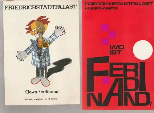 Friedrichstadt-Palast, Wolfgang E. Struck, Hans Harnisch, Eva Senger, Helga Heine: Programmheft KINDERVARIETE WO IST FERDINAND ? mit Bastelbogen November / Dezember 1968  Heft 11 / 1968. 