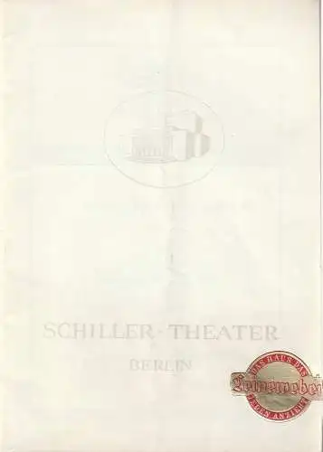 Schiller Theater Berlin, Boleslaw Barlog: Programmheft William Shakespeare EIN SOMMERNACHTSTRAUM Spielzeit 1951 / 52 Heft 8. 