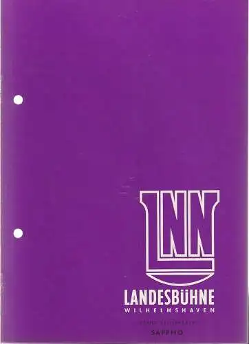 Landesbühne Wilhelmshaven, Rudolf Stromberg: Programmheft Franz Grillparzer SAPPHO Spielzeit 1960 / 61 Heft 11. 