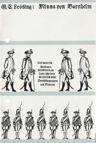 Landesbühnen Wilhelmshaven, Rudolf Stromberg: Programmheft Gotthold Ephraim Lessing MINNA VON BARNHELM oder DAS SOLDATENGLÜCK Spielzeit 1968 / 69 Heft 1. 