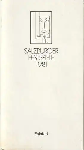 Salzburger Festspiele 1981, Hans Windrich: Programmheft Giuseppe Verdi FALSTAFF 30. Juli 1981 Salzburger Festspiele 1981. 