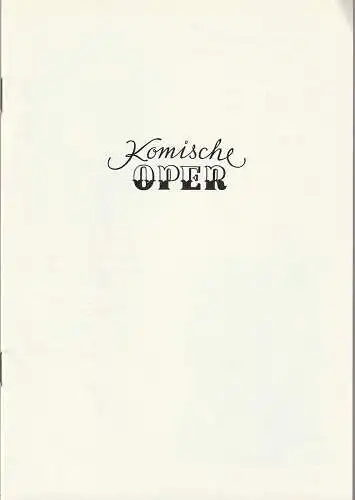Komische Oper Berlin, Gerhard Müller, Dietrich Kaufmann: Programmheft LIEDERABEND JEWGENI NESTERENKO / JEWGENI SCHENDEROWITSCH 6. Juni 1987 Spielzeit 1986 / 87. 