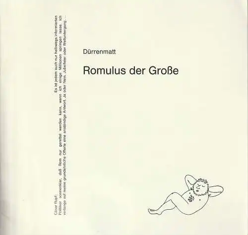 Landestheater Mecklenburg - Neustrelitz, Ruth Roßteuscher, Klaus Weindich: Programmheft Friedrich Dürrenmatt ROMULUS DER GROßE Premiere 19. Mai 1991 Nr. 13 / 91. 