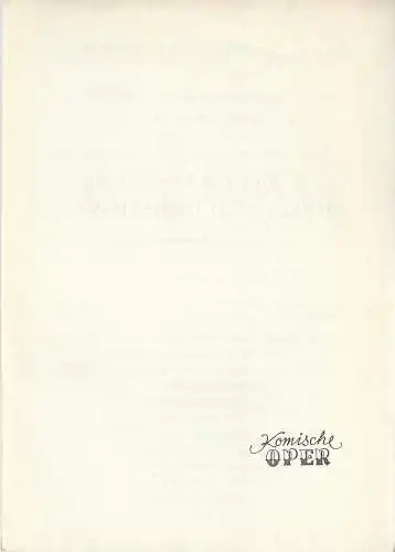 Komische Oper Berlin: Programmheft LUDWIG VAN BEETHOVEN THEMA UND VARIATIONEN Beethovens Opernvariationen  1. Februar 1970 Spielzeit 1969 / 70. 