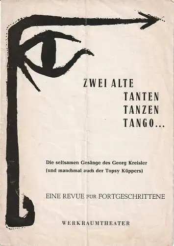 Münchner Kammerspiele Werkraumtheater: Programmheft Kreisler / Küppers ZWEI ALTE DAMEN TANZEN TANGO Spielzeit 1960 / 61. 