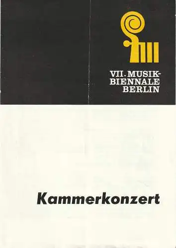 Verband der Komponisten und Musikwissenschaftler der DDR, Ingeborg Allihn: Programmheft KAMMERKONZERT 18. Februar 1979 Maxim Gorki Theater. 