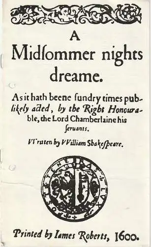 Theater Rudolstadt, Otto Mahrholz, Hansjörg Masch, Josef Hegenbarth ( Illustrationen ): Programmheft William Shakespeare EIN SOMMERNACHTSTRAUM Premiere 2. Dezember 1976 Spielzeit 1976 / 77 Nr. 5. 