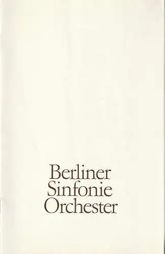 Berliner Sinfonieorchester, Hans Bitterlich, Wolfgang Jerzak: Programmheft BERLINER SINFONIEORCHESTER SINFONIEKONZERT 21. , 22. + 23. Mai 1987 Schauspielhaus Grosser Konzertsaal Spielzeit 1986 / 87. 